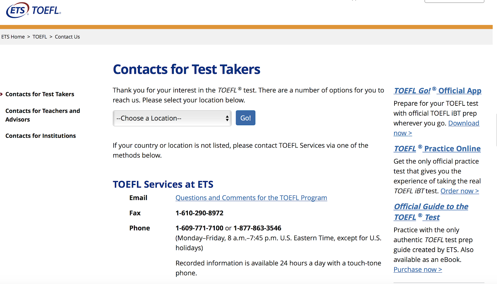 TOEFL test registration step 6